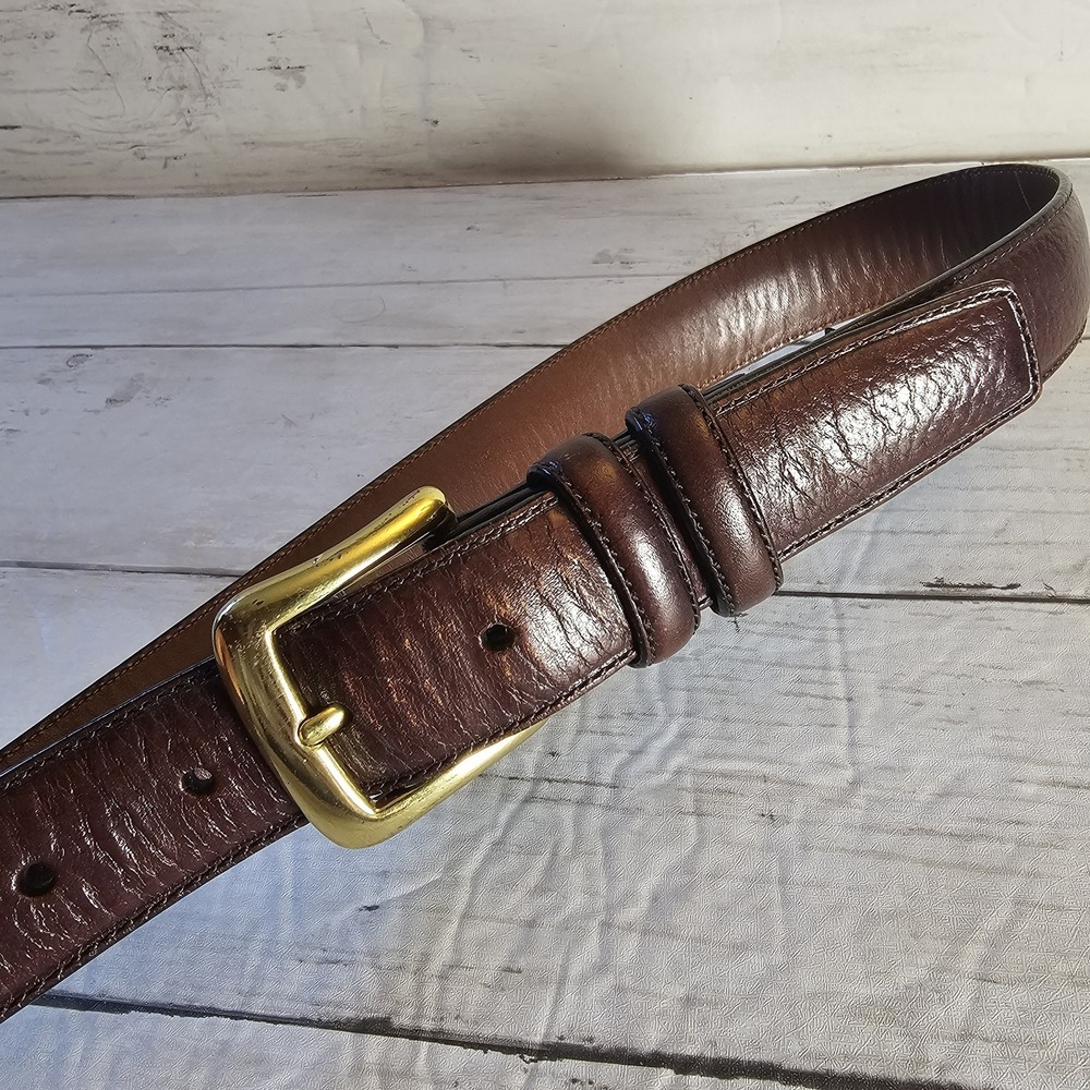 Roundtree & Yorke Belt Mens 36/90 Brown Full Grain Cowhide Glove Leather‎ Brass